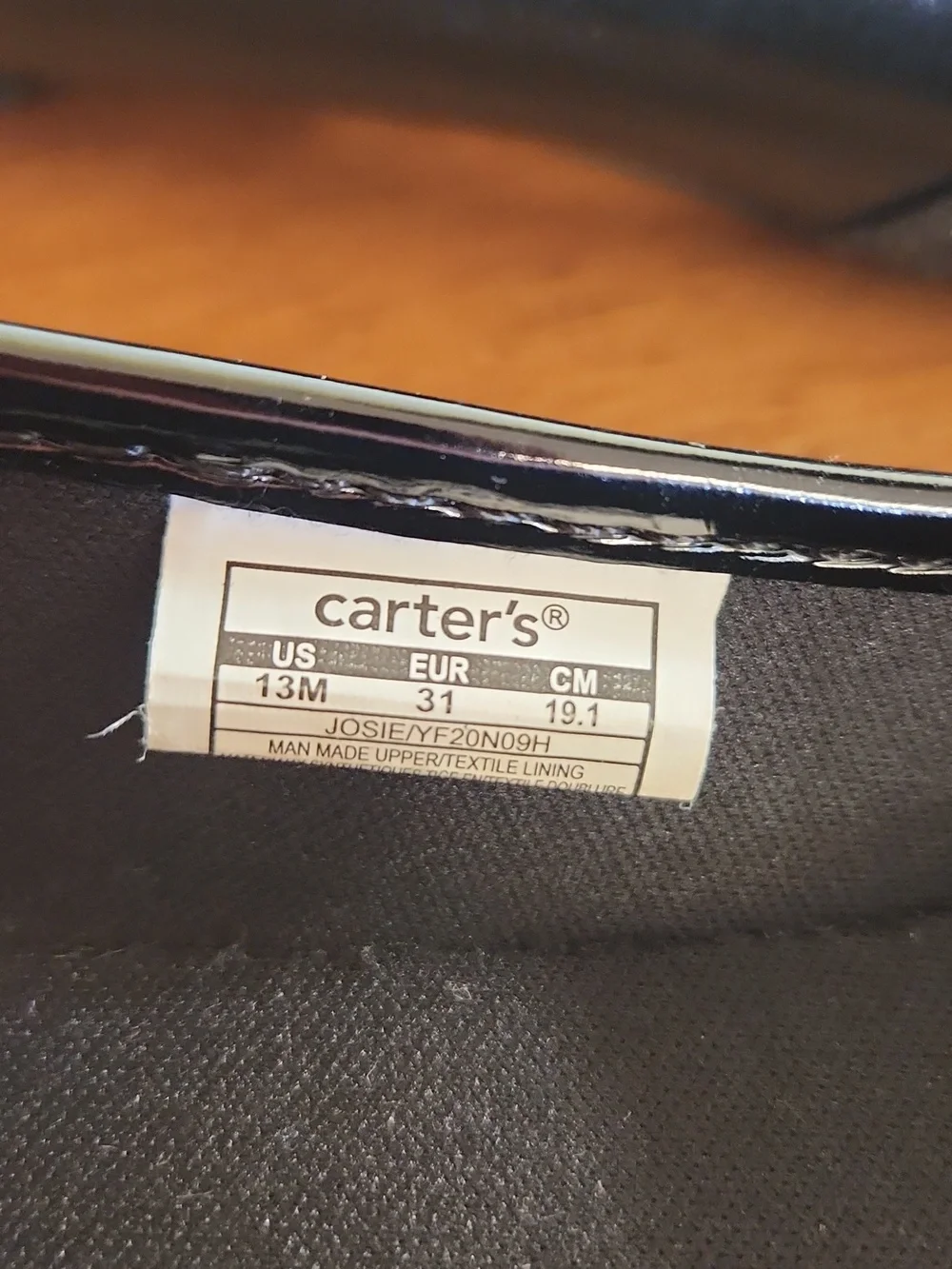 Carter's Black Patent Josie Ballet Flats with Glitter Bow Accent Size 13